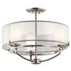 Żyrandol Saldana - 3 źródła światła Klasyczny pewter abażur z organzy okrągły klosze tuba minimalistyczny uniwersalny KL-SALDANA3 KICHLER